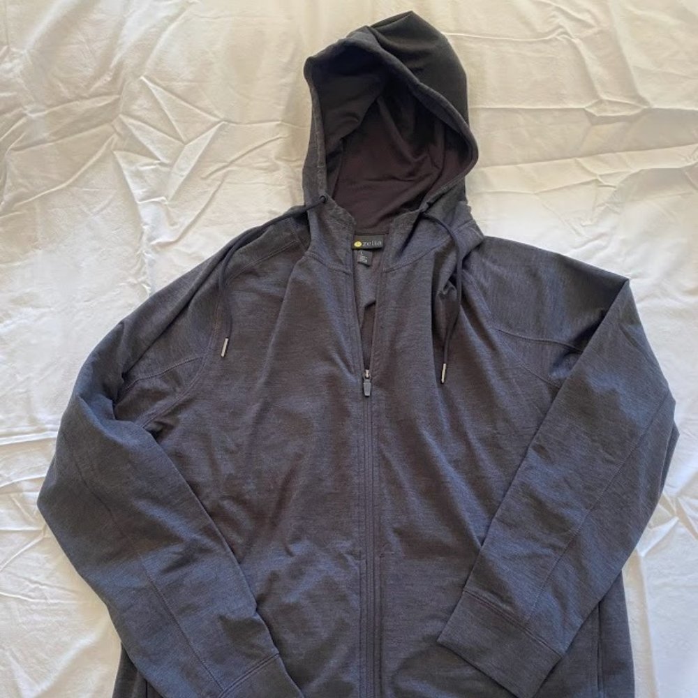 Men's Zella Pyrite Athletic zip up jacket size large Dark grey